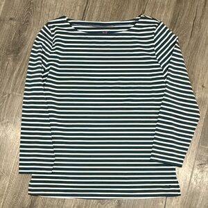 Vineyard Vines Striped 3/4 Sleeve Performance Tee - Navy/White Boatneck Medium